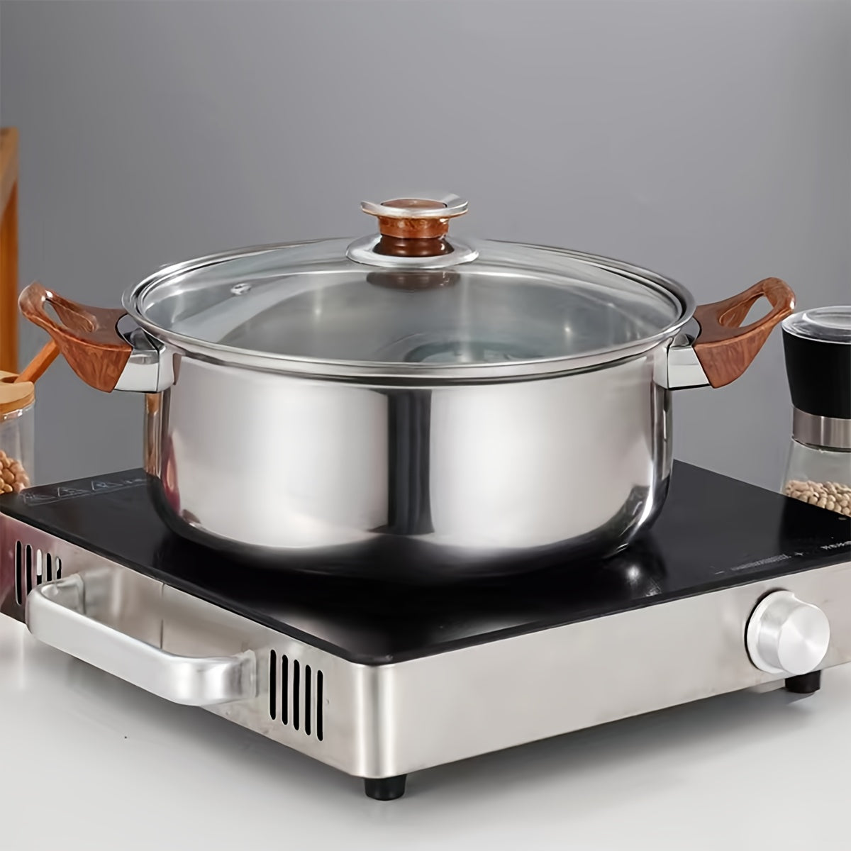 Stainless Steel Cookware Set 12 Pieces Pots Pans with Lids for Home Camping Kitchen