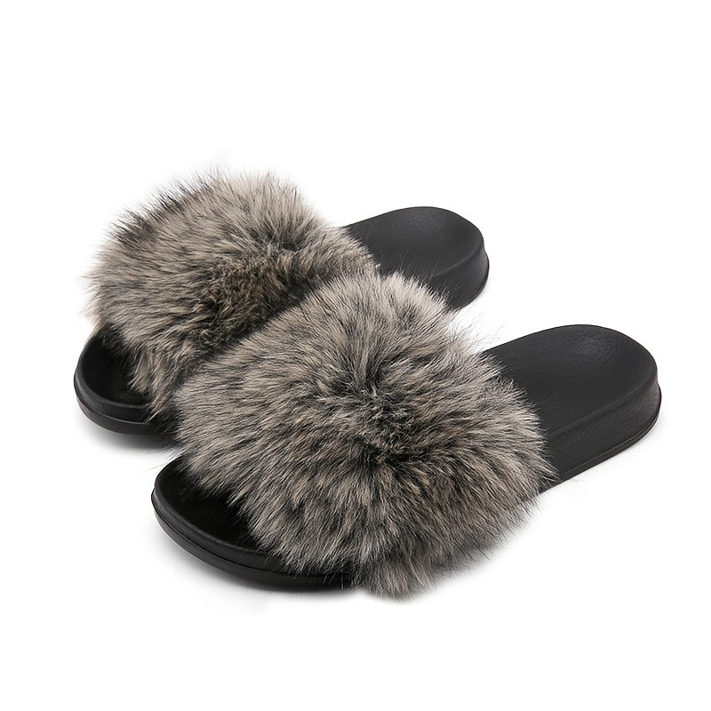Women's Faux Fur Slippers EVA Sole Indoor Non-Slip Comfortable