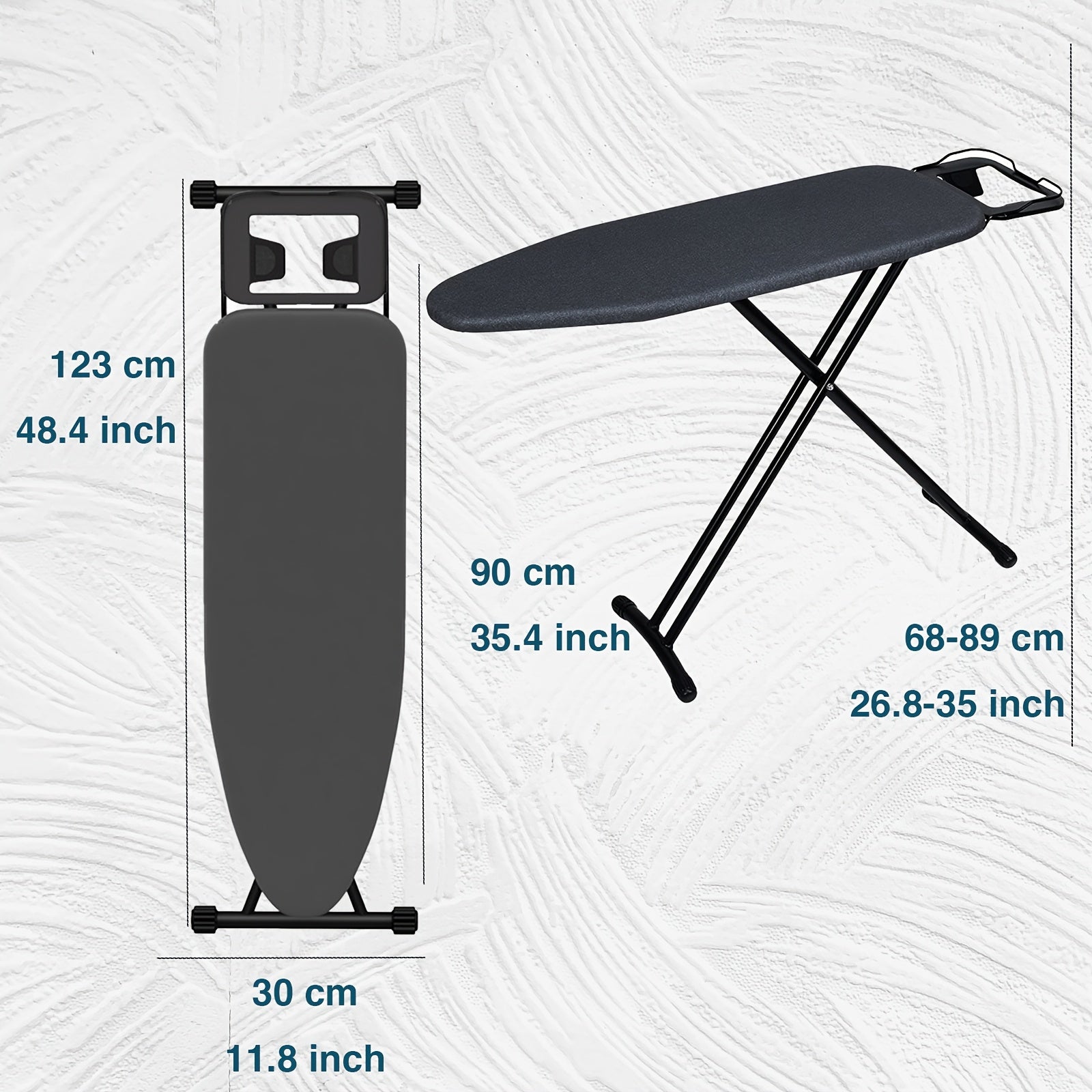 Adjustable Height Ironing Board with Folding Stand, Compact Alloy Steel 89x30 cm