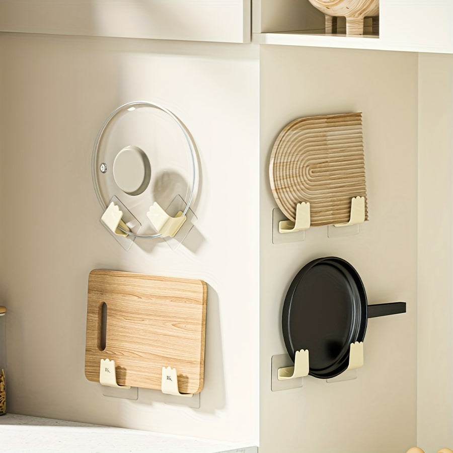 Juego de 2 ganchos modernos para paredes para organización de cocina, colgador sin taladro para ollas y sartenes