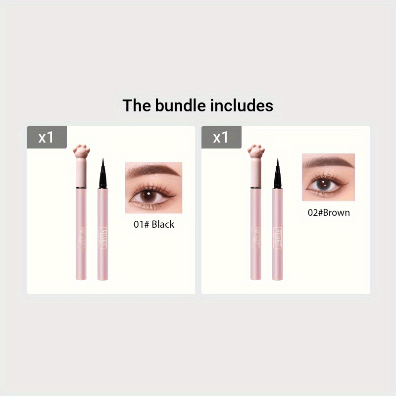 Women's Waterproof Liquid Eyeliner Pen Smudge-Proof Long Lasting Black Brown