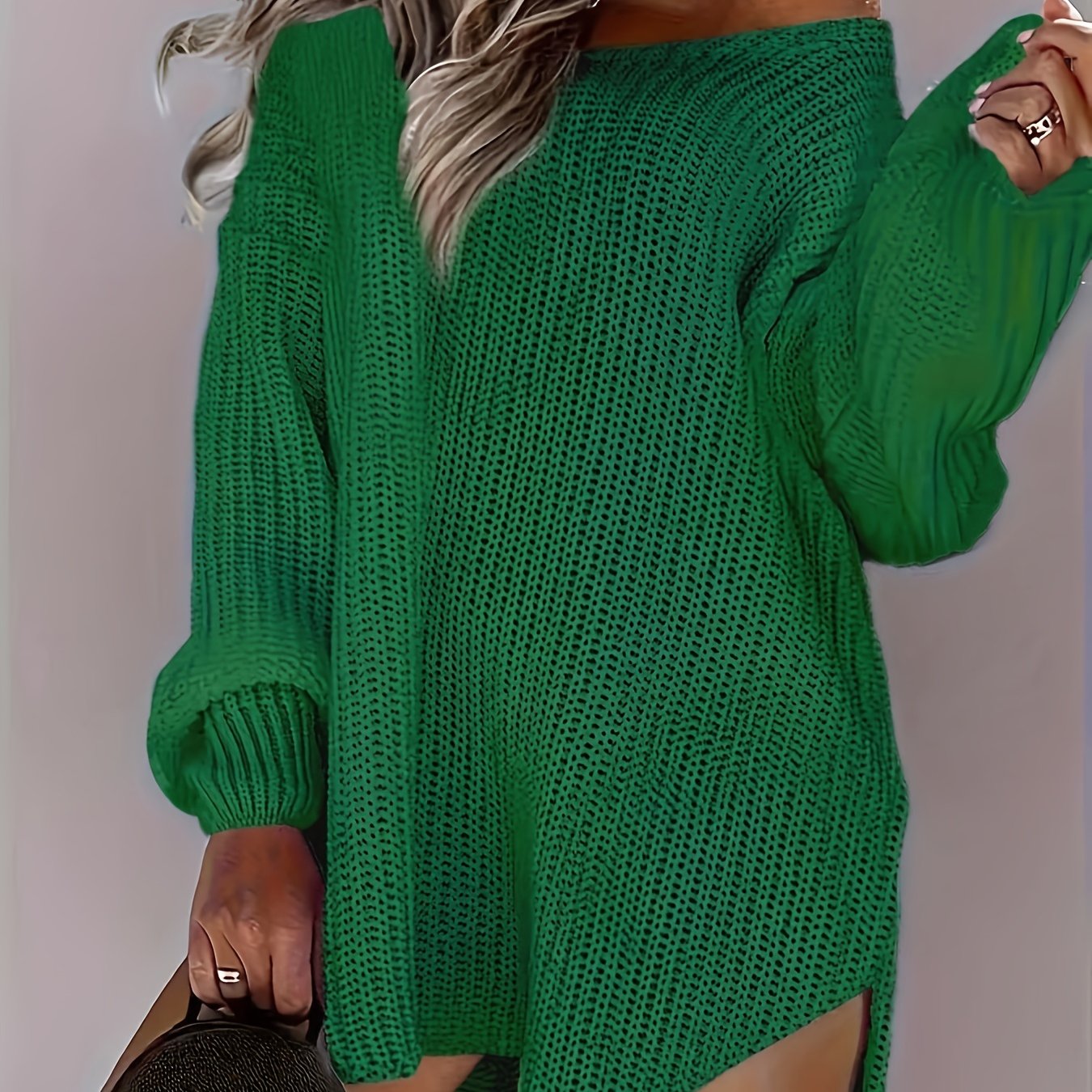 Ayollar uchun V-Yengli sviter yumshoq issiq qishki kofta qora kundalik moda