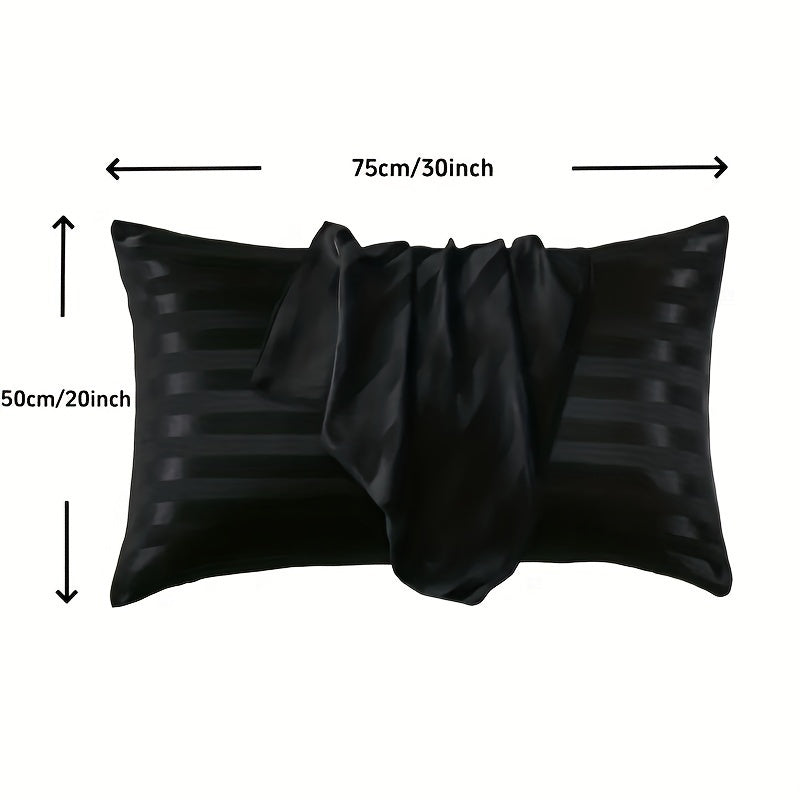 Black Hypoallergenic Polyester Pillow Cover with Satin Stripe for Bed