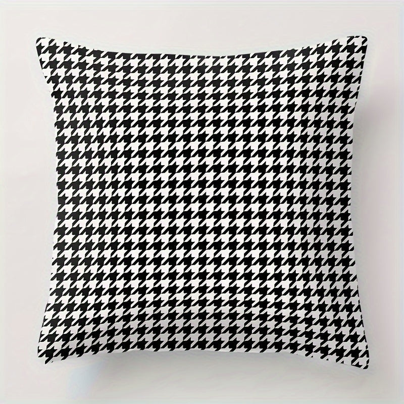 Houndstooth Throw Pillow Cover 44.96cm Square Soft Polyester Zippered