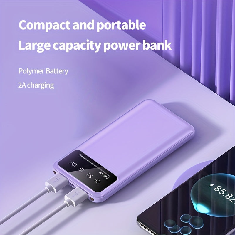 Портативный аккумулятор емкостью 20000mAh/10000mAh с LED-дисплеем, легкий и компактный. Совместим с устройствами iPhone/Android. Идеален для экстренных ситуаций.