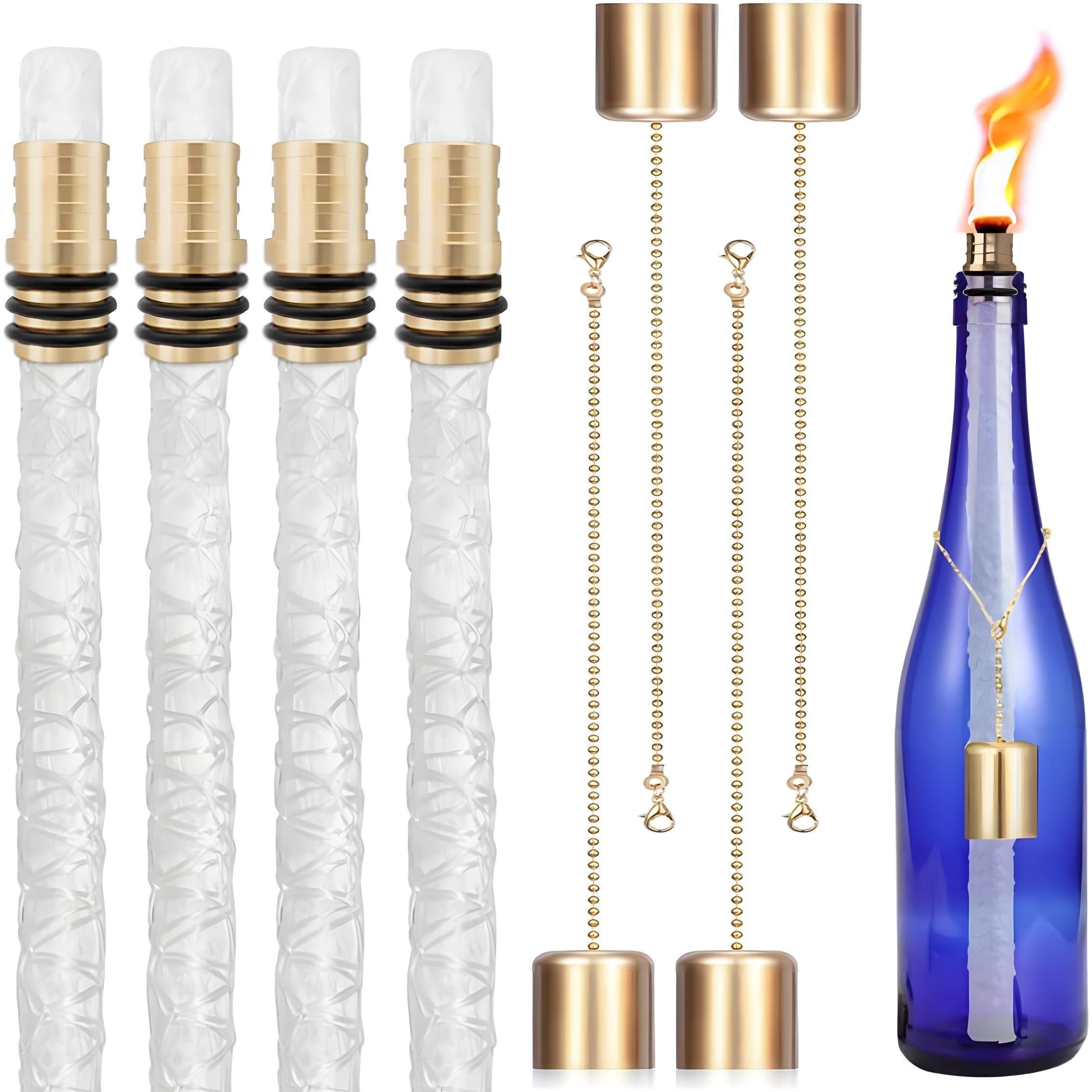 Fiberglass Torch Kit with Long-Life Wicks Safety Covers and Holders for DIY Bottle Torches