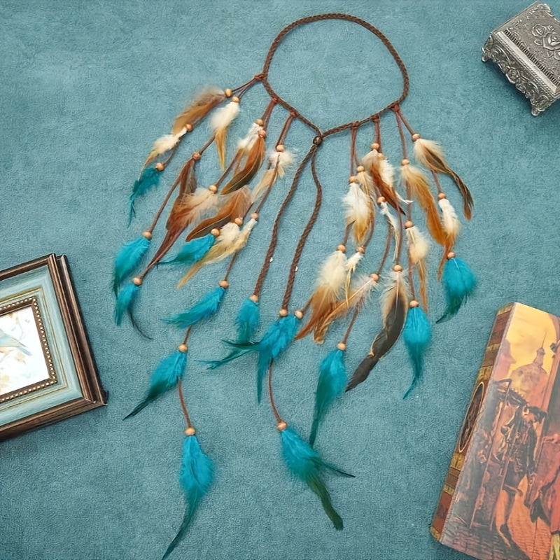 Ayollar uchun faux feather boshband soch aksessuari Boho uslubida, bir o'lcham