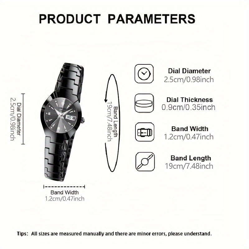 Women's All-in-One Steel Watch with Quartz Movement and Classic Design