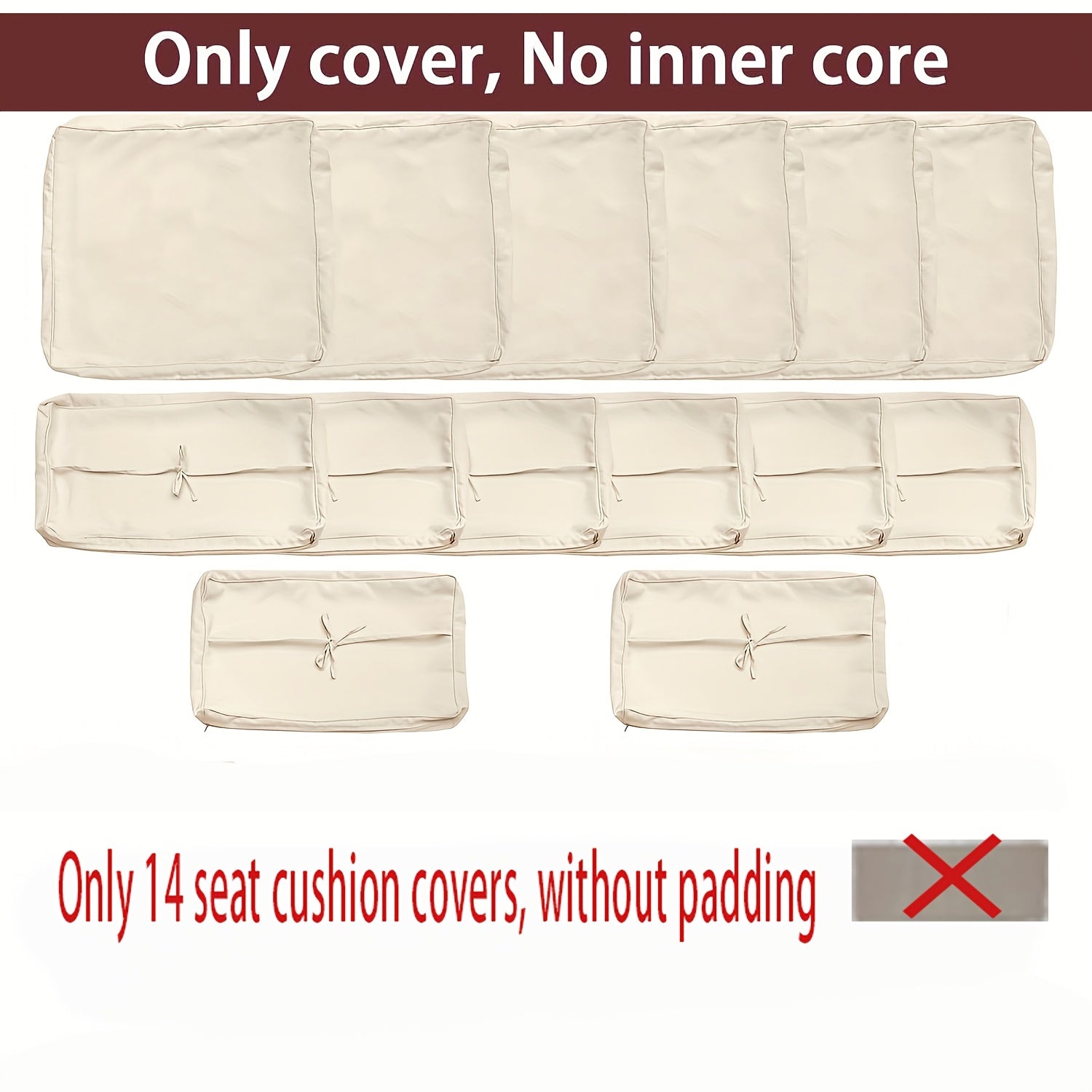 14 piezas de fundas para cojines de exterior de poliéster con cierre de cremallera, reemplazo para todas las estaciones, almohadillas para muebles