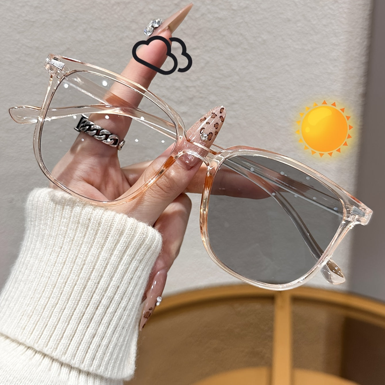 Gafas de moda rectangulares Y2K para mujer con montura de PC y lentes decorativos