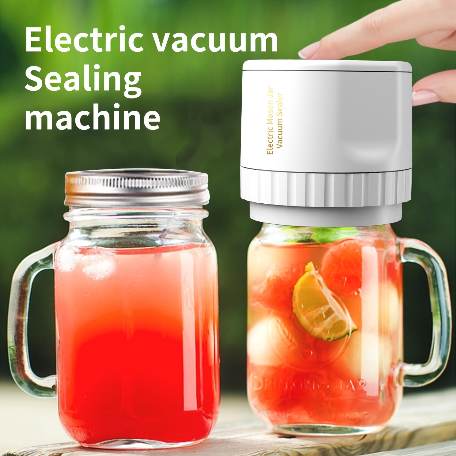 TrueBright Mason Jar Vacuum Sealer USB bilan qayta to'ldiriladigan litiy batareyaga ega. keng va odatiy og'izli bankalar uchun mos, ishlash kuchlanishi ≤36V.
