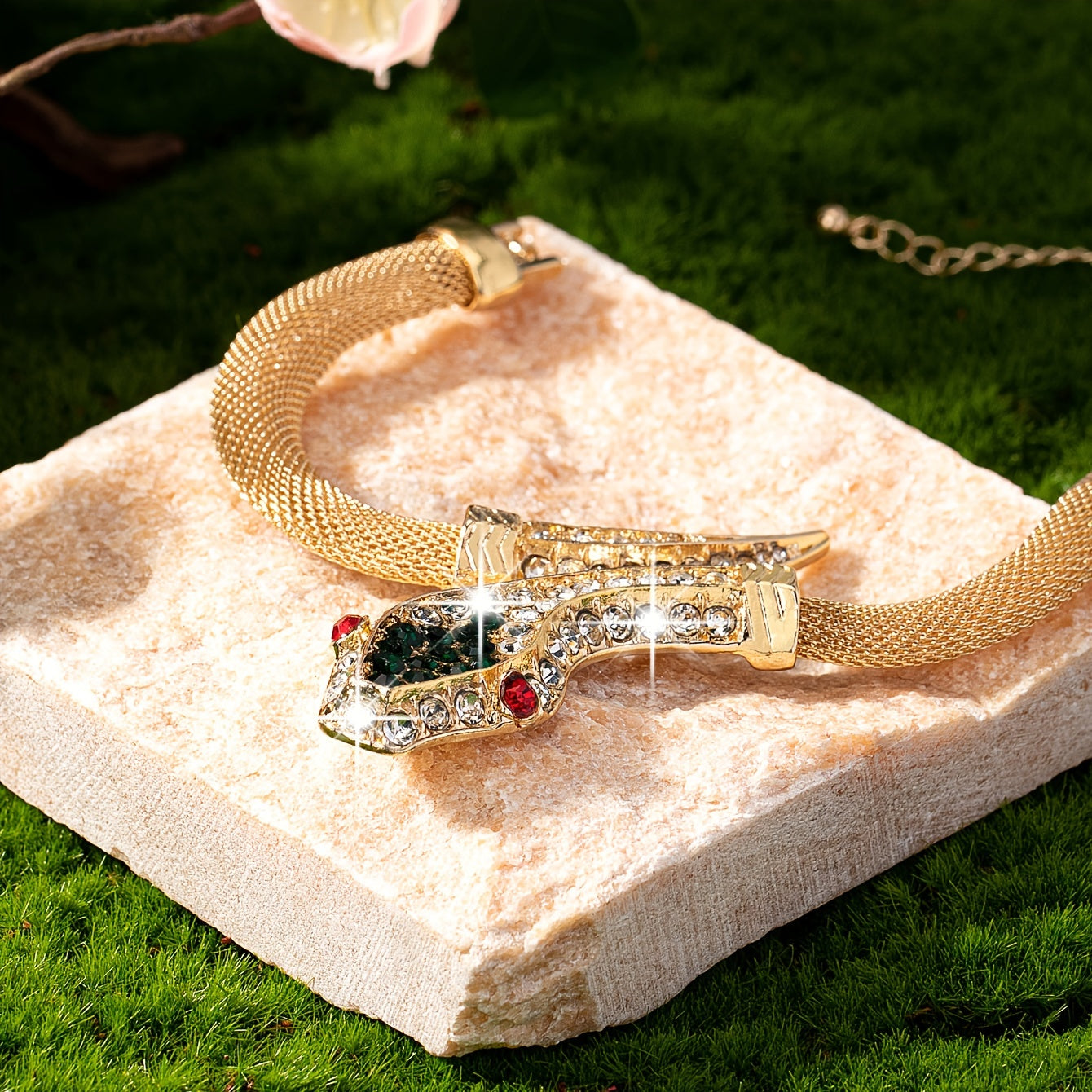 Rhinestone Snake Bracelet Zinc Alloy Elegant Daily Wear Gift