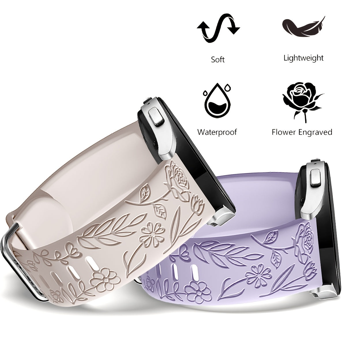 Rose Blossom Silicone Watch Strap for Samsung Galaxy Watch 7/FE 6 5 4 20mm Replacement