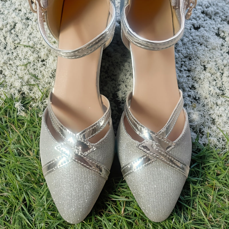 Women's High Heels Buckle Sandals for Spring and Summer, Gold and Silver