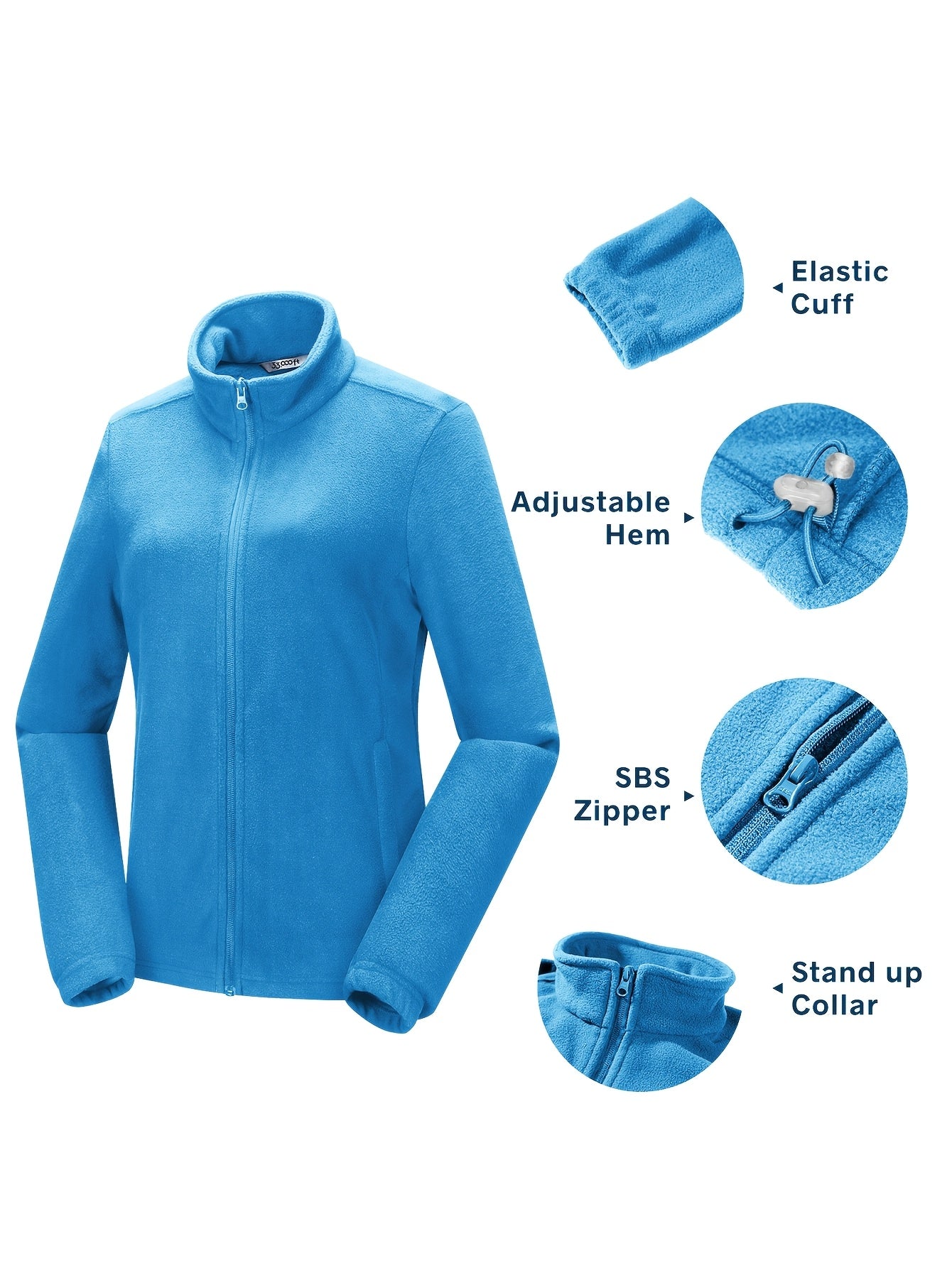 Women’s Fleece Jacket Full-Zip Warm Soft Polar Plus Size Winter Coat