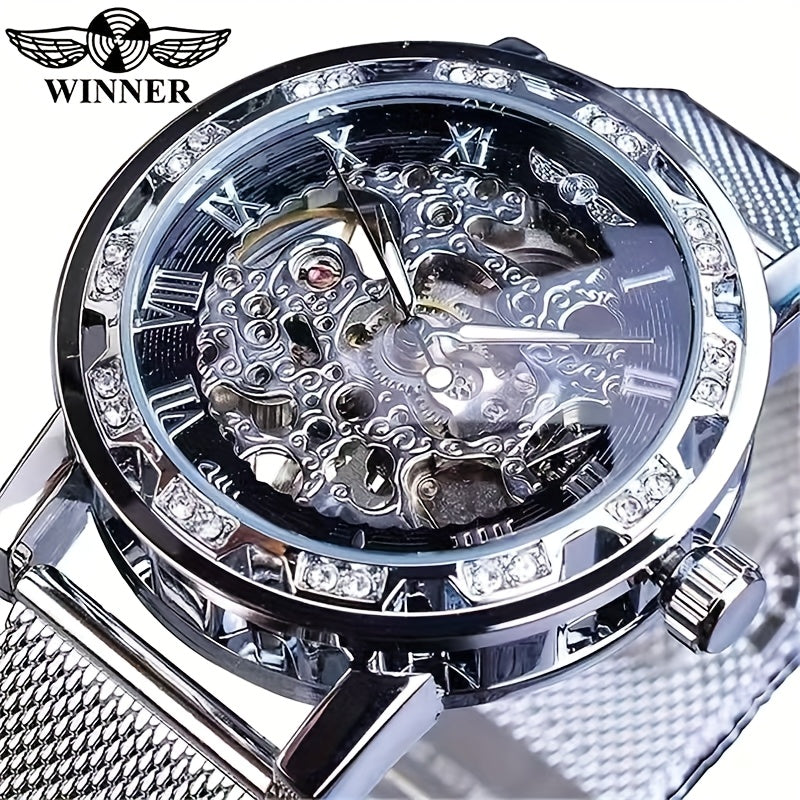 Men's Mechanical Watch Hollow Design Stainless Steel Alloy Casual Luxury Fashion Watch