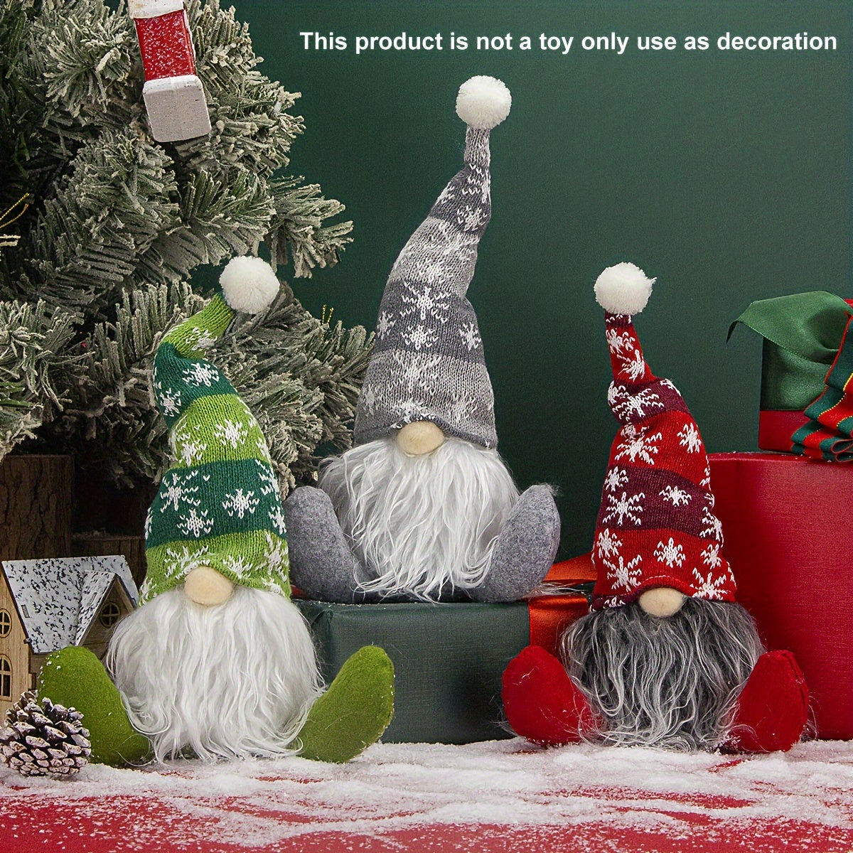 Christmas Scene Decoration with Old Man Snowflake Hat and Props