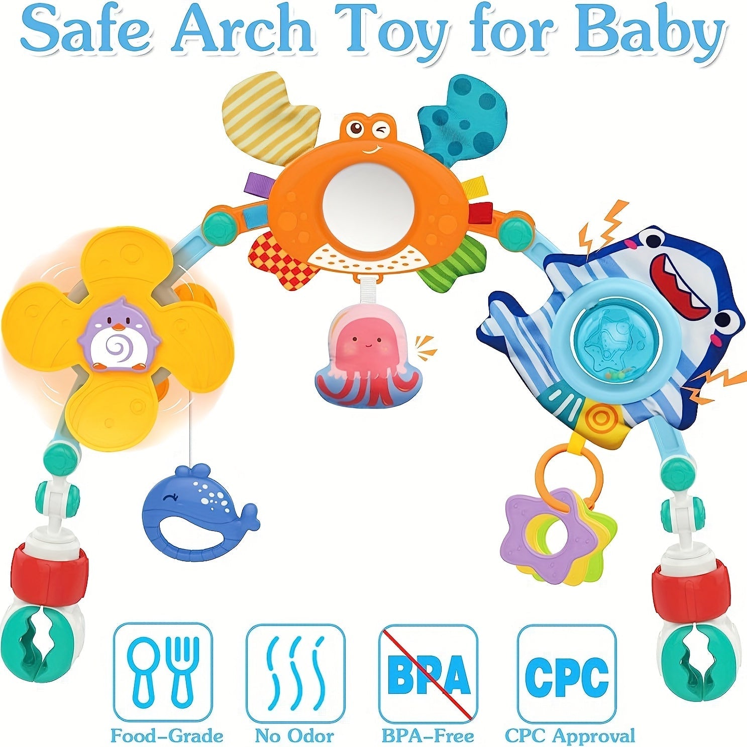 Adjustable Baby Stroller Arch Toy for Infants 0-12 Months Sensory Crib Bouncer