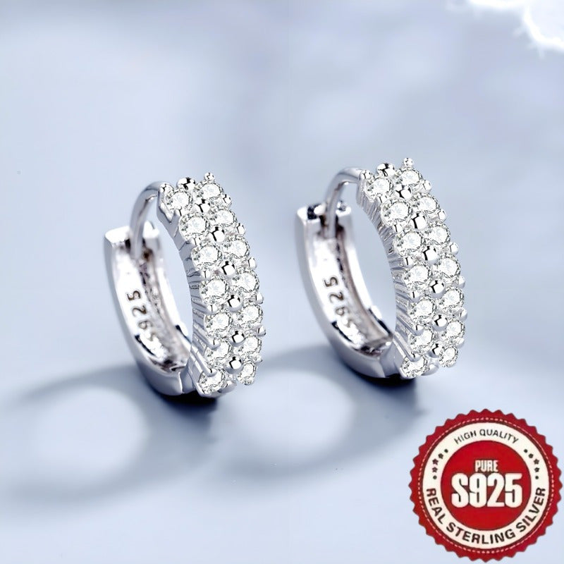 Pendientes de plata 925 con incrustación de zirconio sintético, joyería retro elegante para uso diario o de fiesta