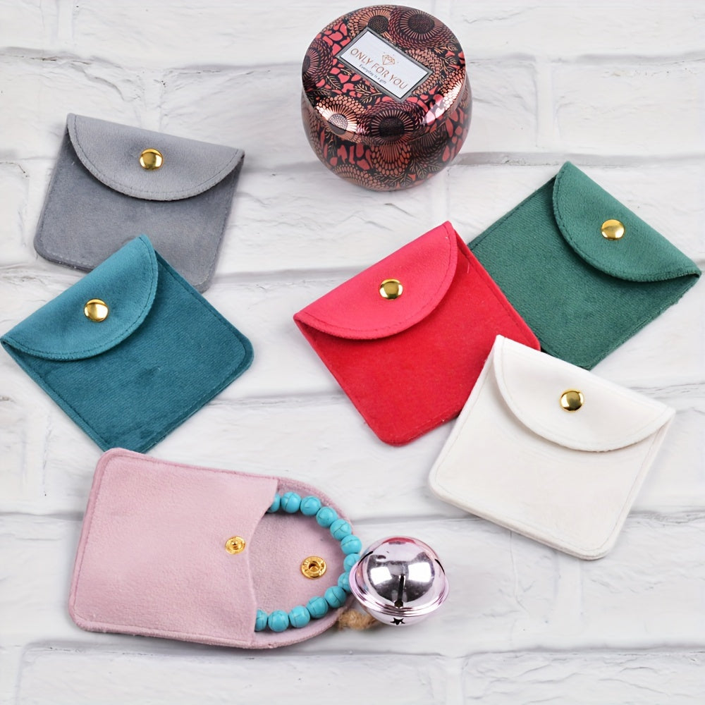 Set of 6 Velvet Jewelry Pouches with Suede Drawstring Bags for Watches Rings Earrings and Accessories