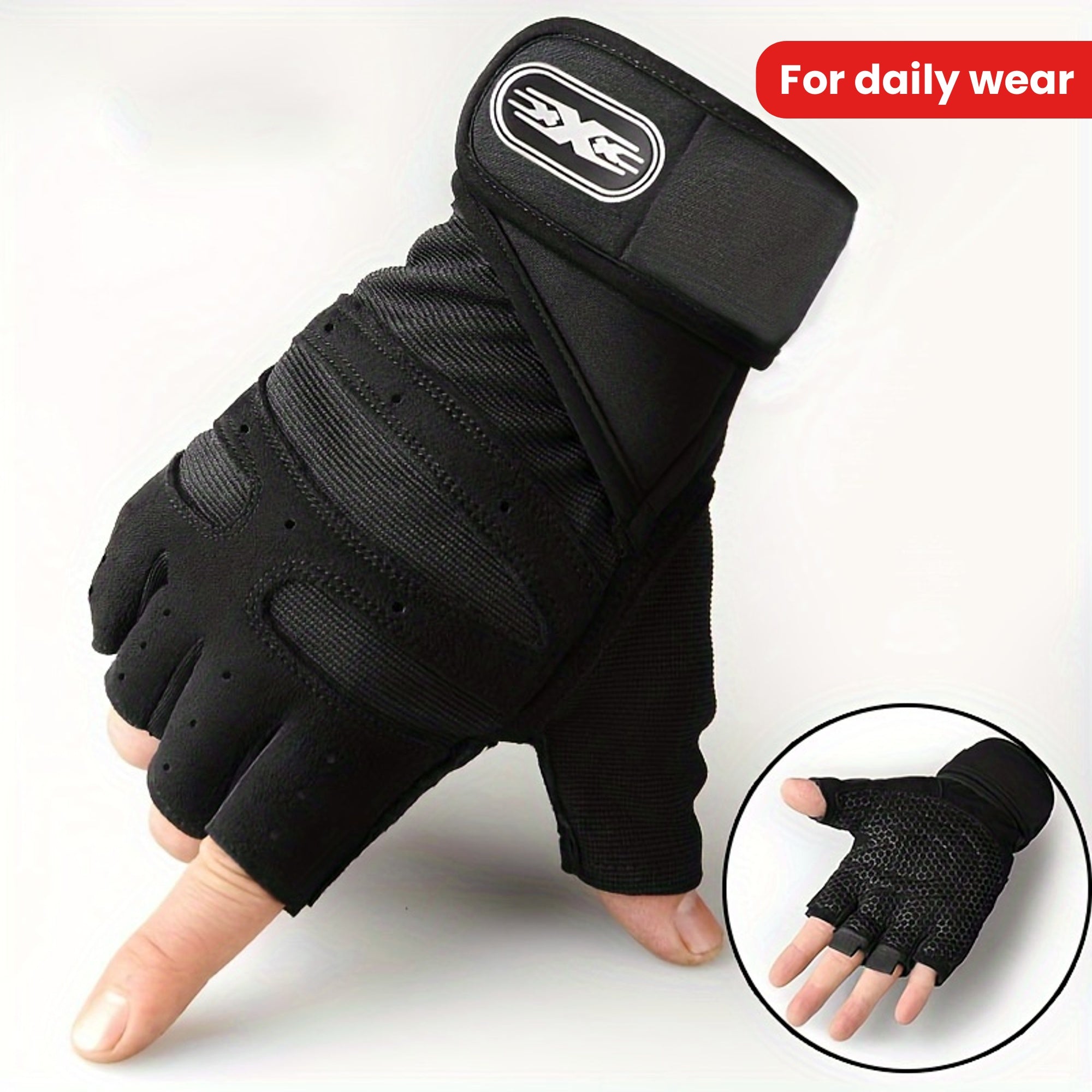 Unisex Polyurethane Gel Padded Fingerless Gloves Anti-Skid Compression