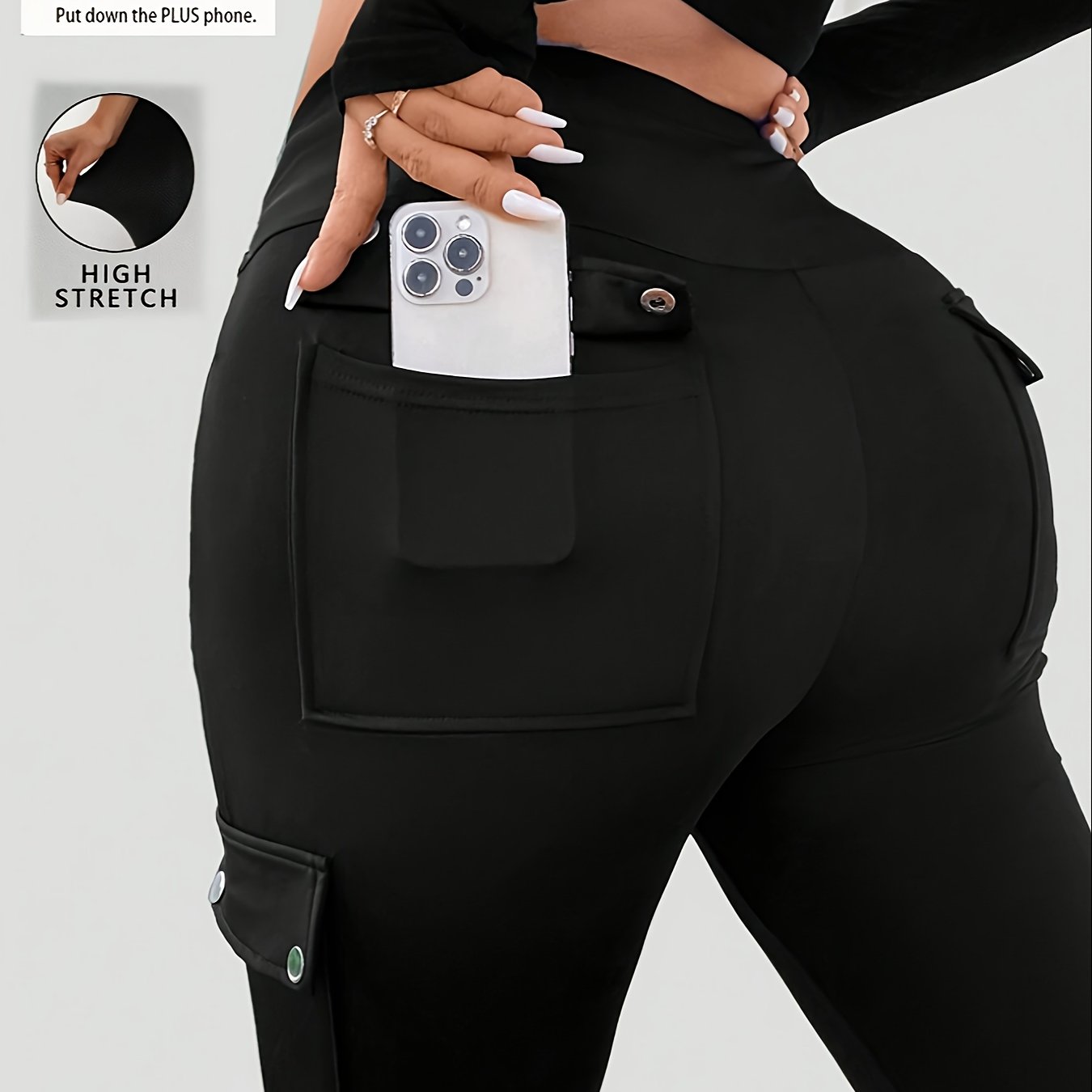 Women's Stretch Skinny Casual Pants with Pockets Solid Blue Comfort Fit