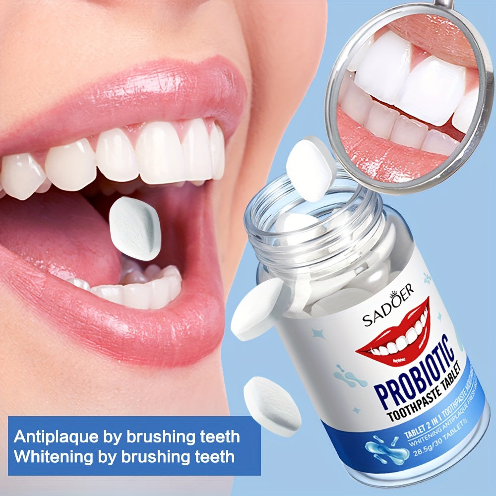 Probiotic Toothpaste Tablets 28.5G Deep Clean Fresh Breath Antiplaque Whitening Pack of 30