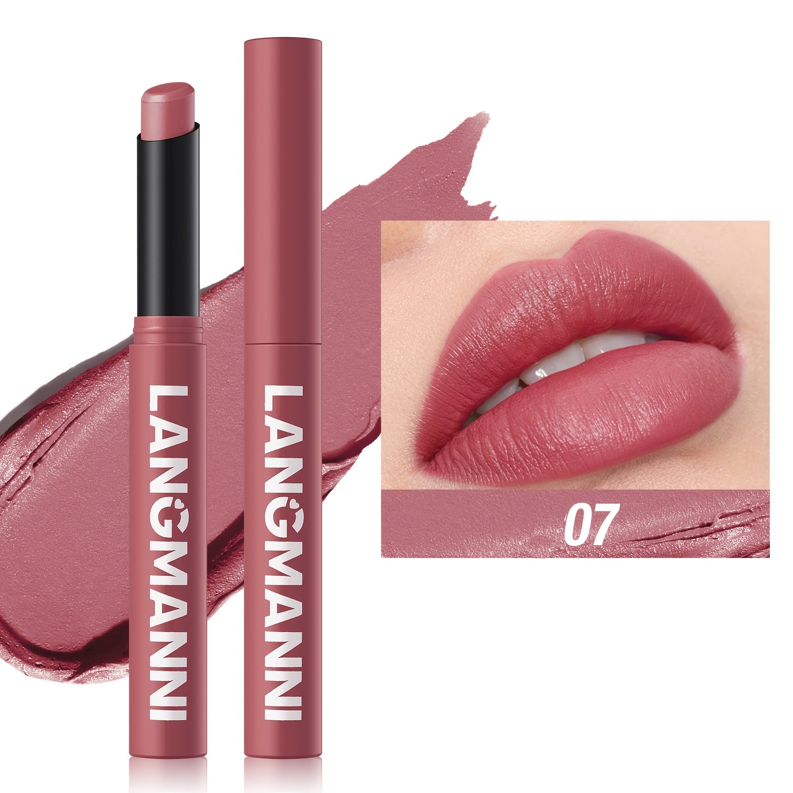 Matte Lipstick Crayon in Berry, Coral, Pink, and Red Shades, Long-Lasting and Moisturizing with Natural Hydrating Finish