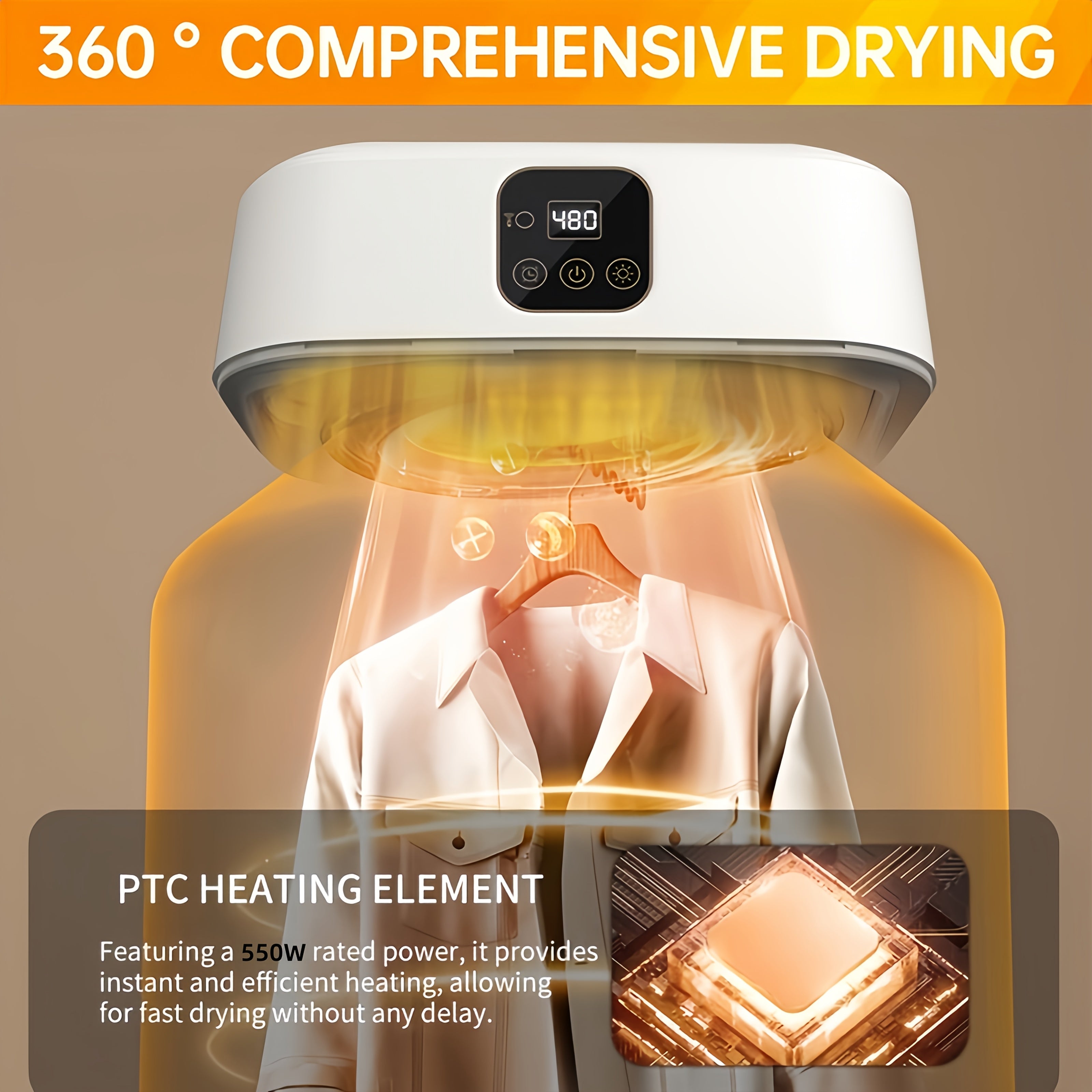 Plug-in Folding Clothes Dryer 550W Yuqori quvvatli tez quritish aqlli tegish