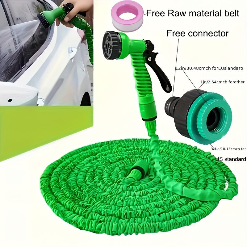 Vibrant Green Expandable Garden Hose 7.62m 15.24m 22.86m 30.48m with Multi-Purpose Sprayer