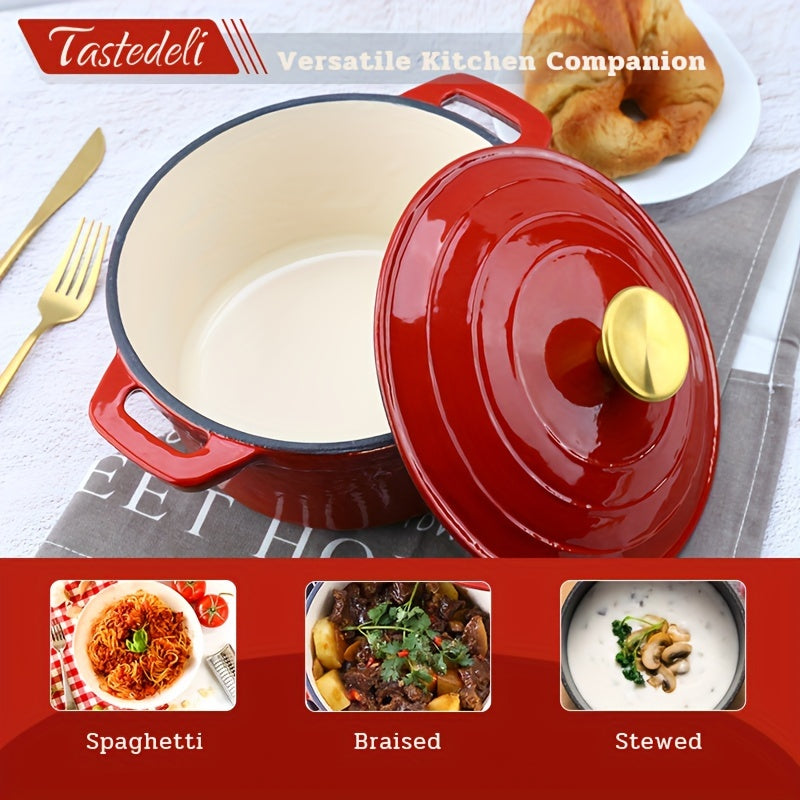 Enamelled Cast Iron Dutch Oven 20cm 2.75qt Round Kitchen Cookware