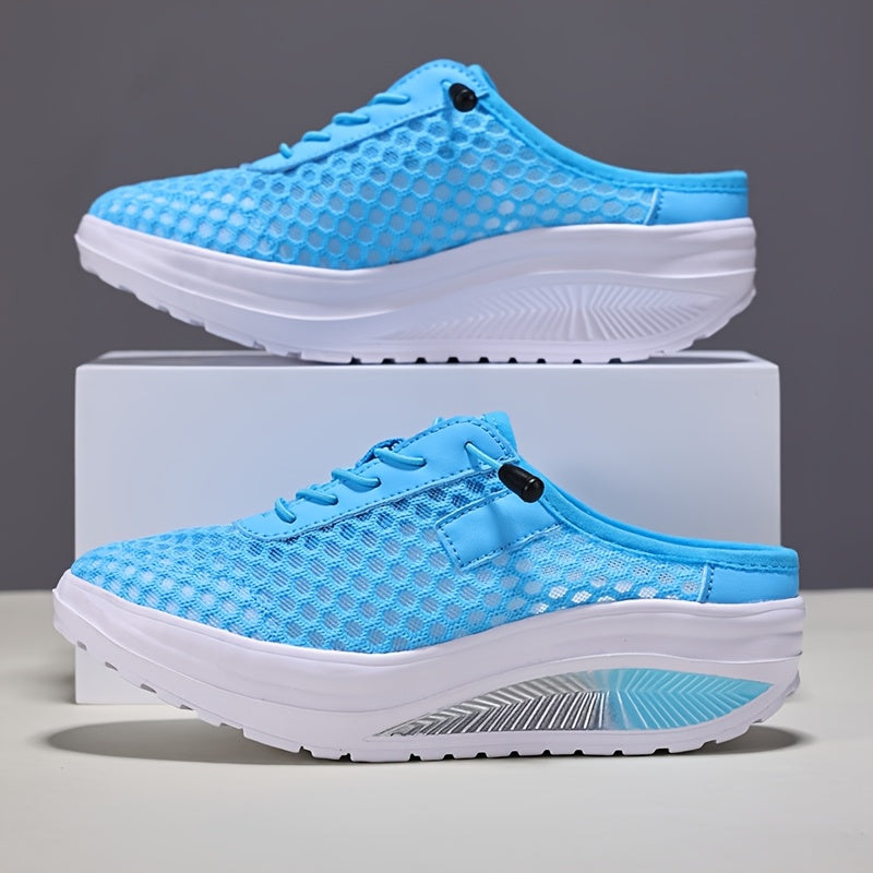 Ayollar uchun nafas oladigan tarmoqli slip-on sport poyabzali, kundalik, qora, qizil, yoz, pastki poyabzal