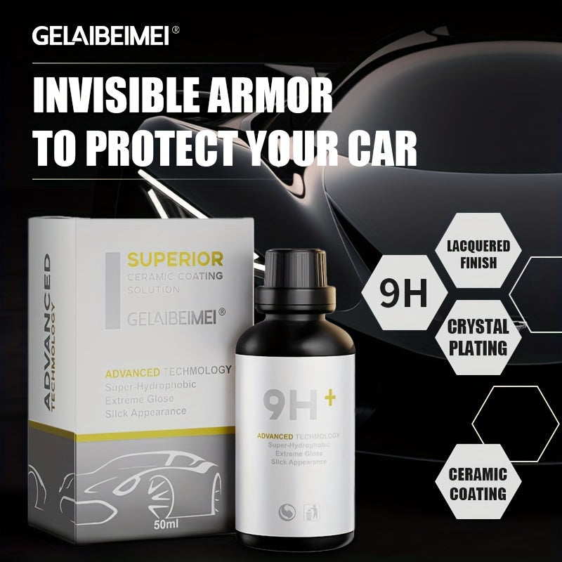 Hydrophobic Glass Coating Solution 50ml, 9H+ Ceramic Car Shield