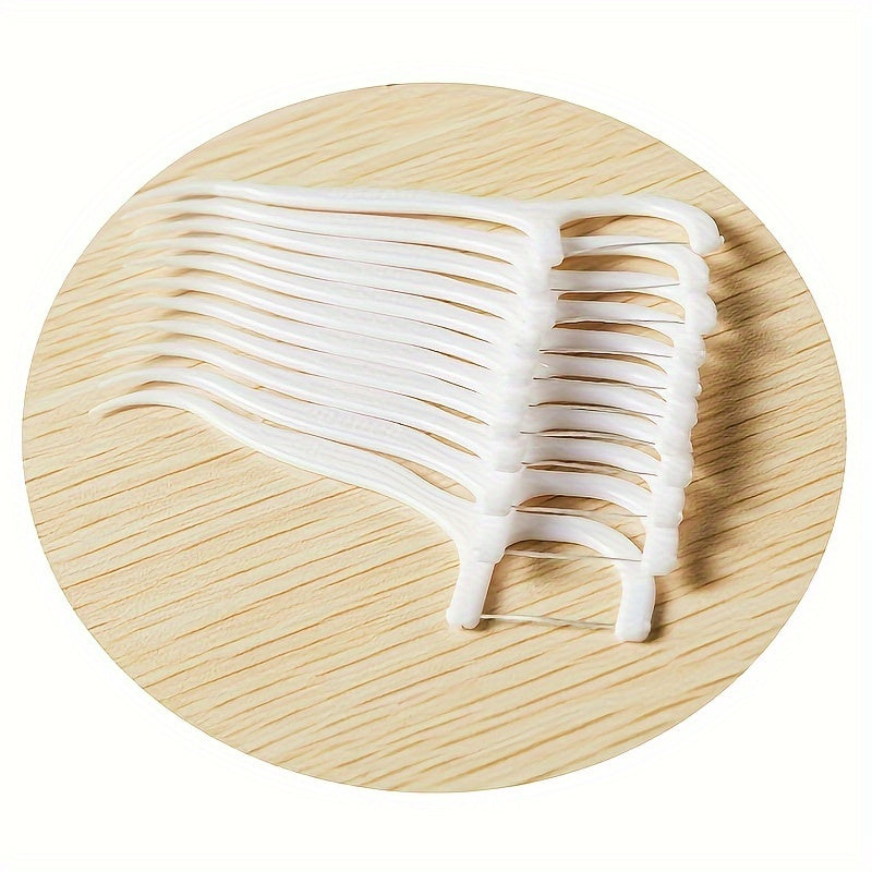 Disposable Dental Floss Sticks Pack of 50 for Travel Hygiene White Plastic