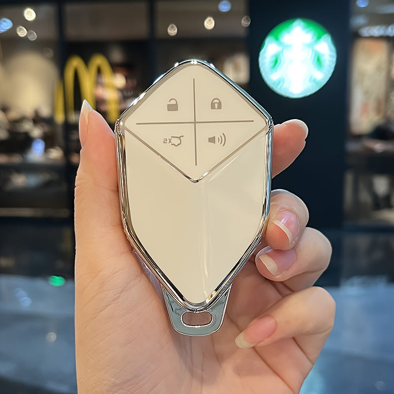 Universal TPU avtomobil kaliti qopqog'i uzoq masofali kalit uchun, olmos bilan bezatilgan kalit zanjiri bilan