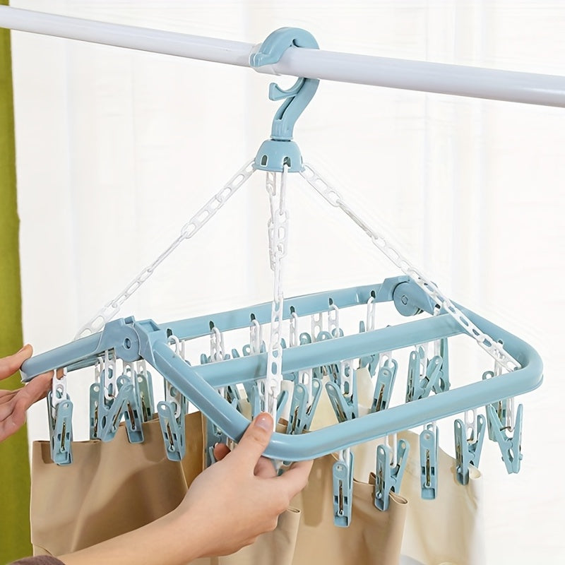 32 Clips Folding Drying Rack for Baby Toddler Accessories and Towels