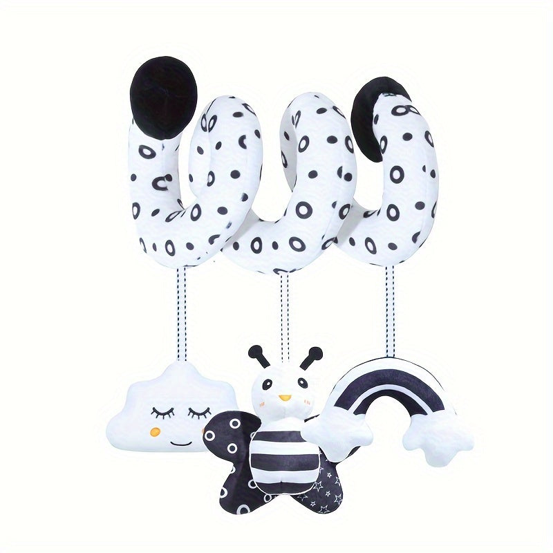 Black and White Baby Hanging Toys with Animal Designs for Strollers and Car Seats