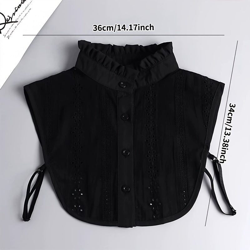 Women's Lace Detachable Collar with Ruffled Edges and Floral Jacquard Pattern for Layering