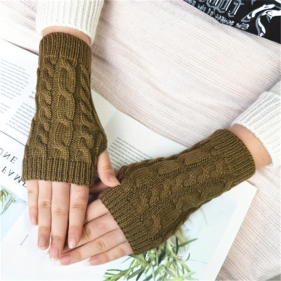 Unisex Acrylic Fingerless Arm Warmers for Casual Wear Touchscreen Compatible