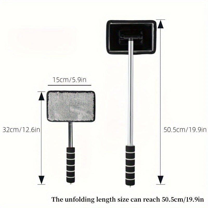 Herramienta telescópica para limpiar cristales de coche con varilla de fibra de vidrio y paño