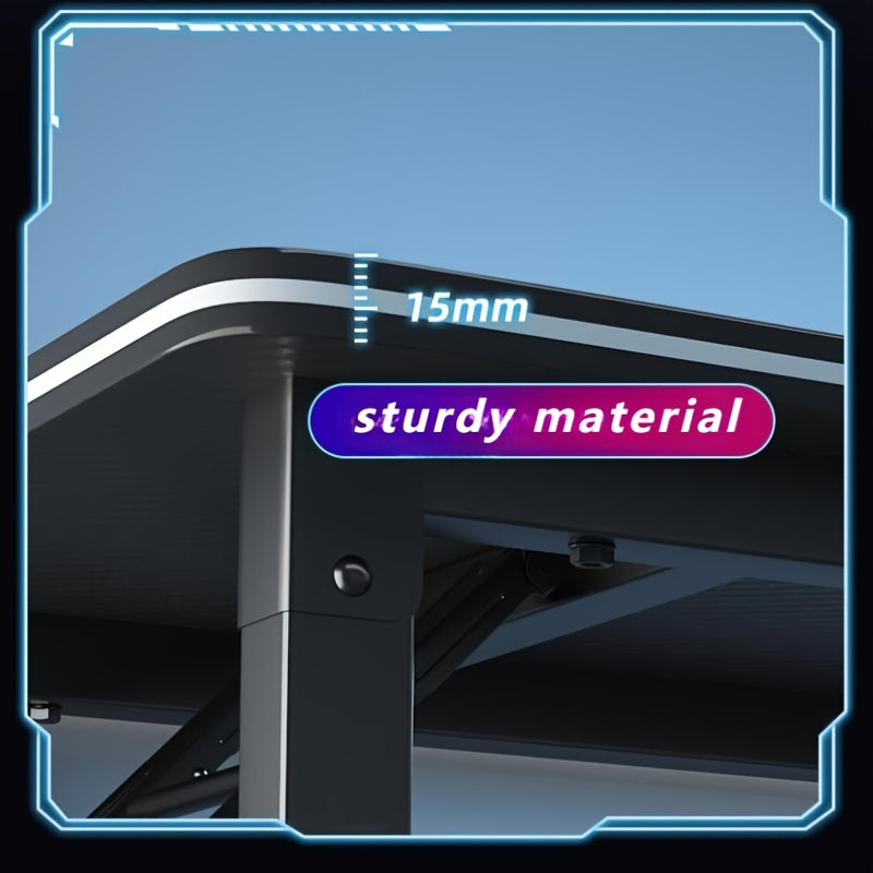 Modern Foldable Metal Desk with Fiber Texture Design for Home and Office Use