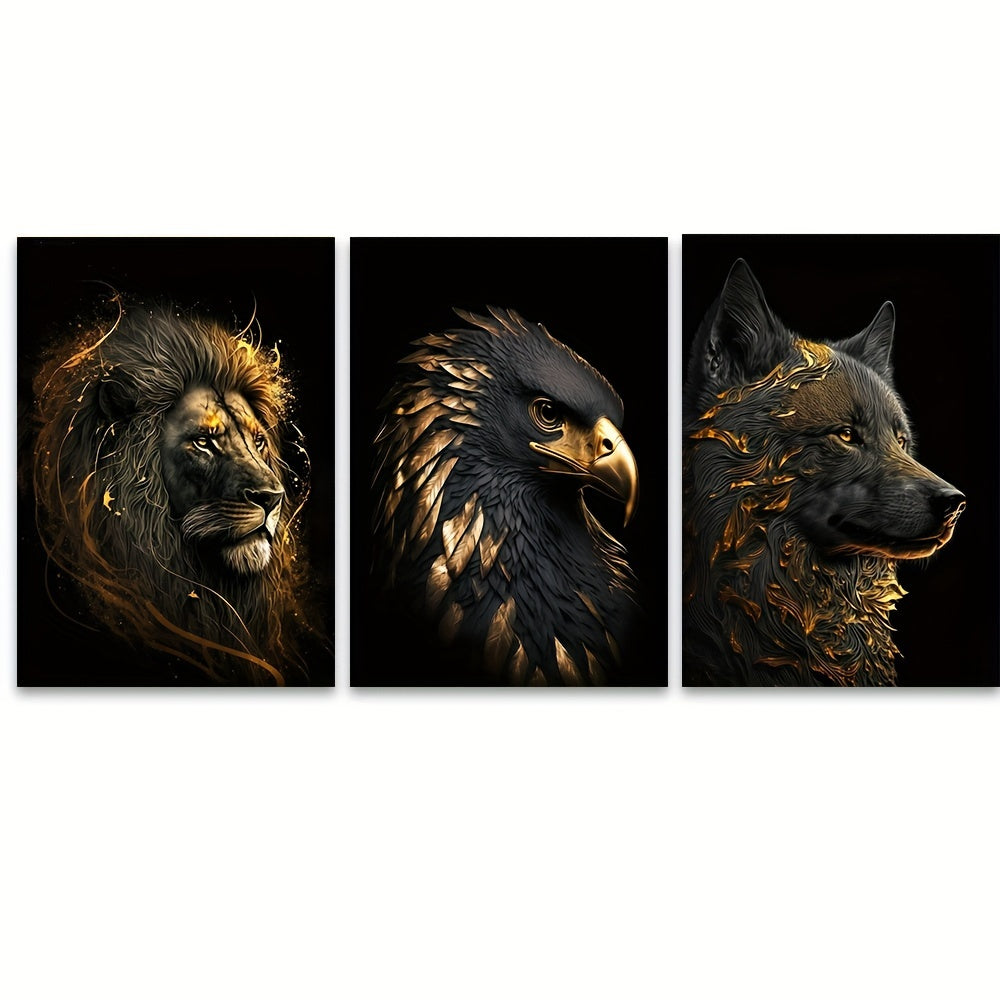 Abstract Lion and Eagle Canvas Wall Art Set 15.7x23.6 Inches Living Room Decor
