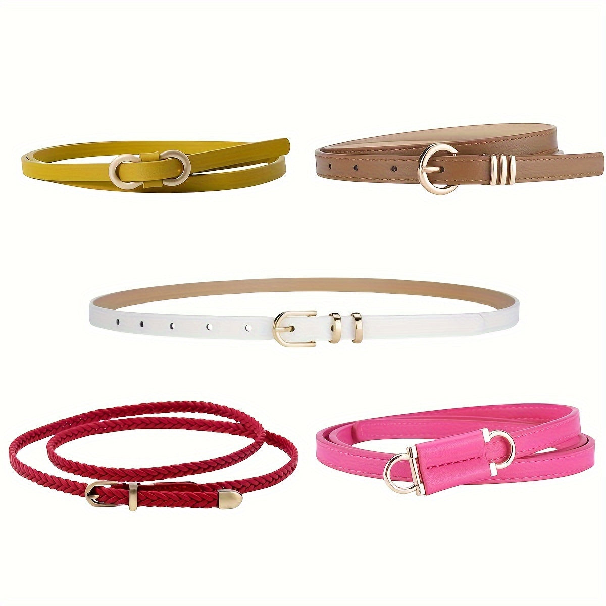 Women's Slim Waist Belts 5-Piece Set for Dresses and Jeans Spring Summer