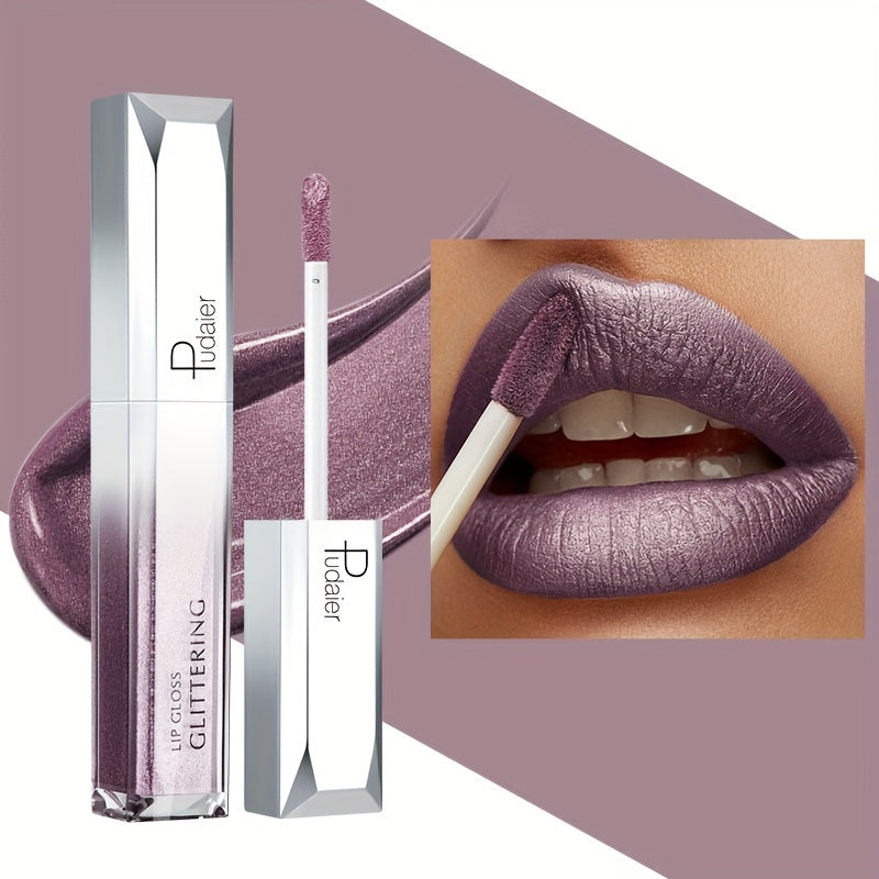 Women Sparkling Glitter Metallic Lip Gloss Waterproof Long-Lasting 18 Colors