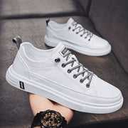 Men's White Lightweight Non-Slip Sneakers with Elastic Band Closure for Casual and Sports Use