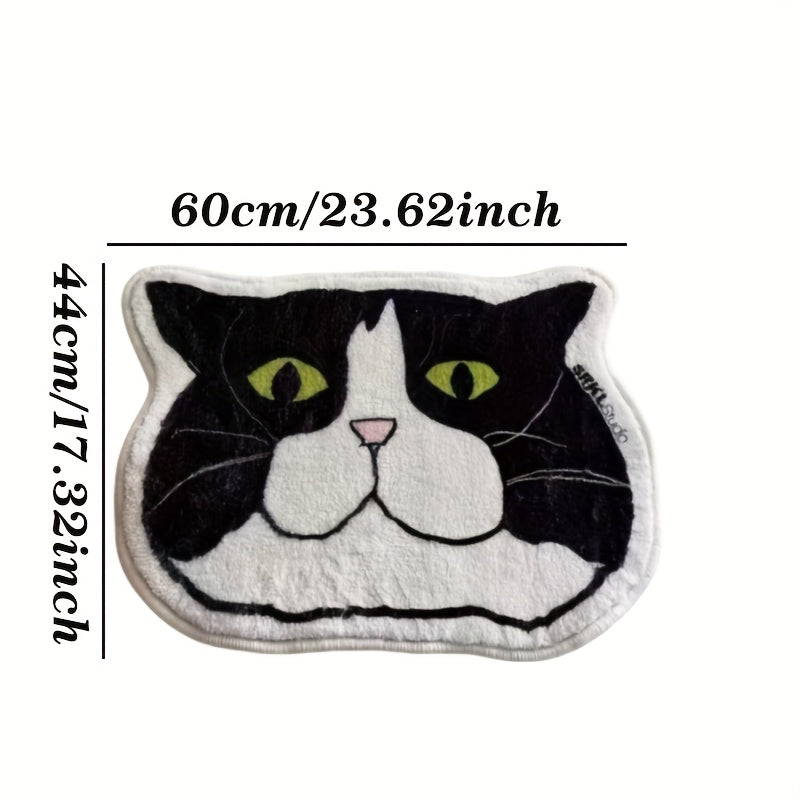 Faux Cashmere Cat-Shaped Rug Non-Slip Absorbent Machine Washable Polyester
