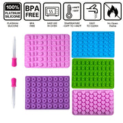 Set of 5 Silicone Gummy Bear Chocolate Molds with 2 Droppers Non-Stick Candy Making Kit