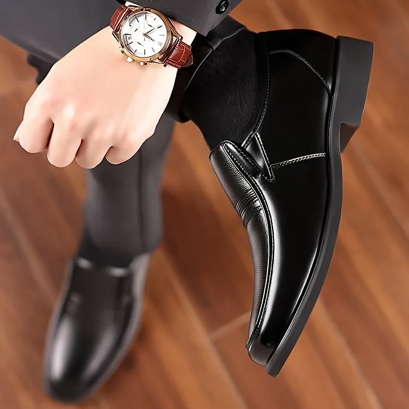 Men's Leather Slip-On Loafers Vintage Minimalist Business Dress Shoes