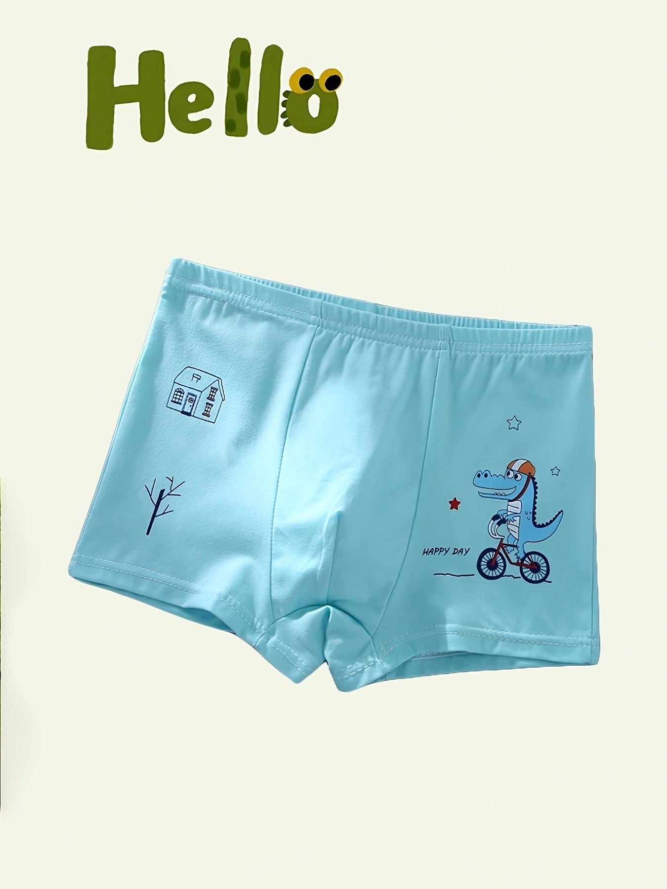 4-Pack Boys' Boxer Briefs Cartoon Dinosaur Print Breathable Polyester Stretchy Fit Sports Underwear