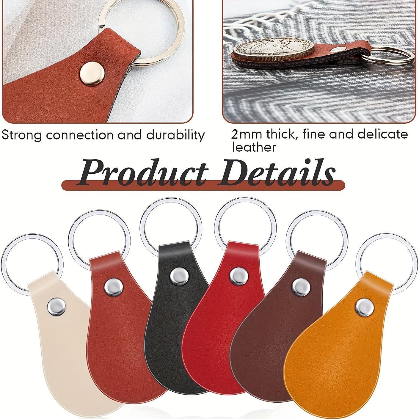 Set of 40 Leather Key Fob Kits for DIY Crafts Includes PU Leather Blanks Rivets and Key Rings